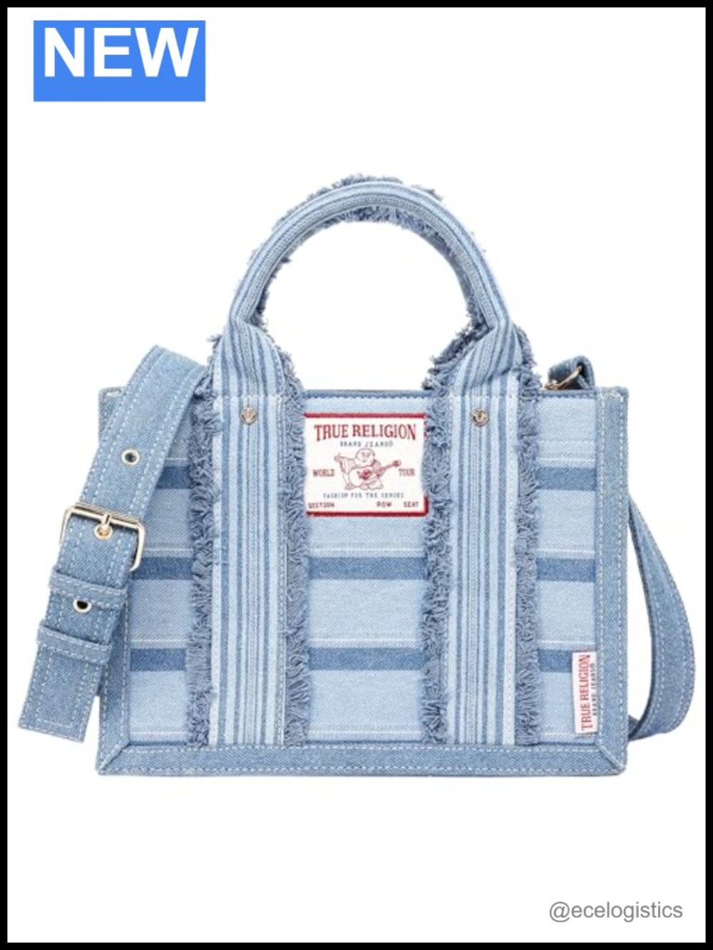 Denim Tote Bag with Removable Crossbody Strap